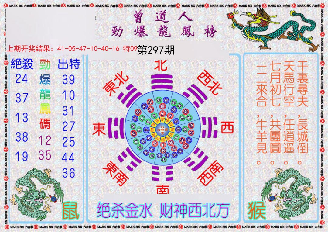 2024297期曾道人劲爆龙凤榜