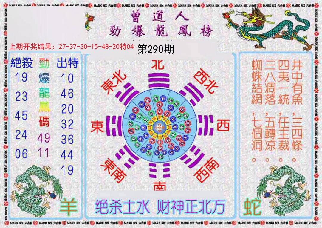 2024290期曾道人劲爆龙凤榜