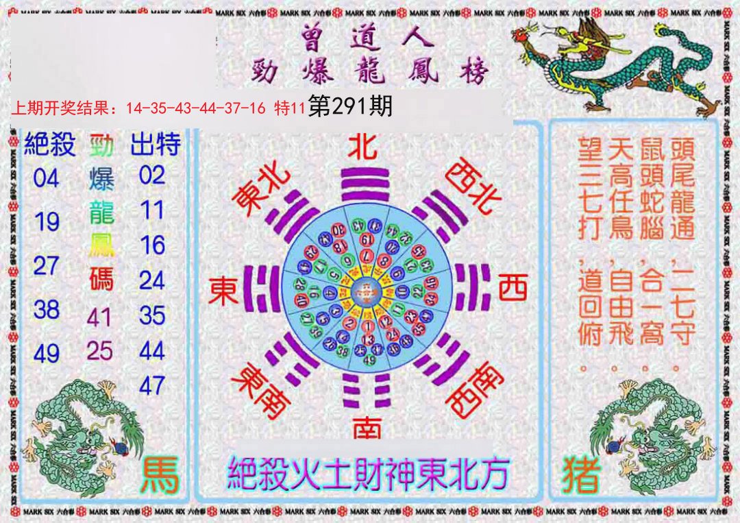 2024291期曾道人劲爆龙凤榜