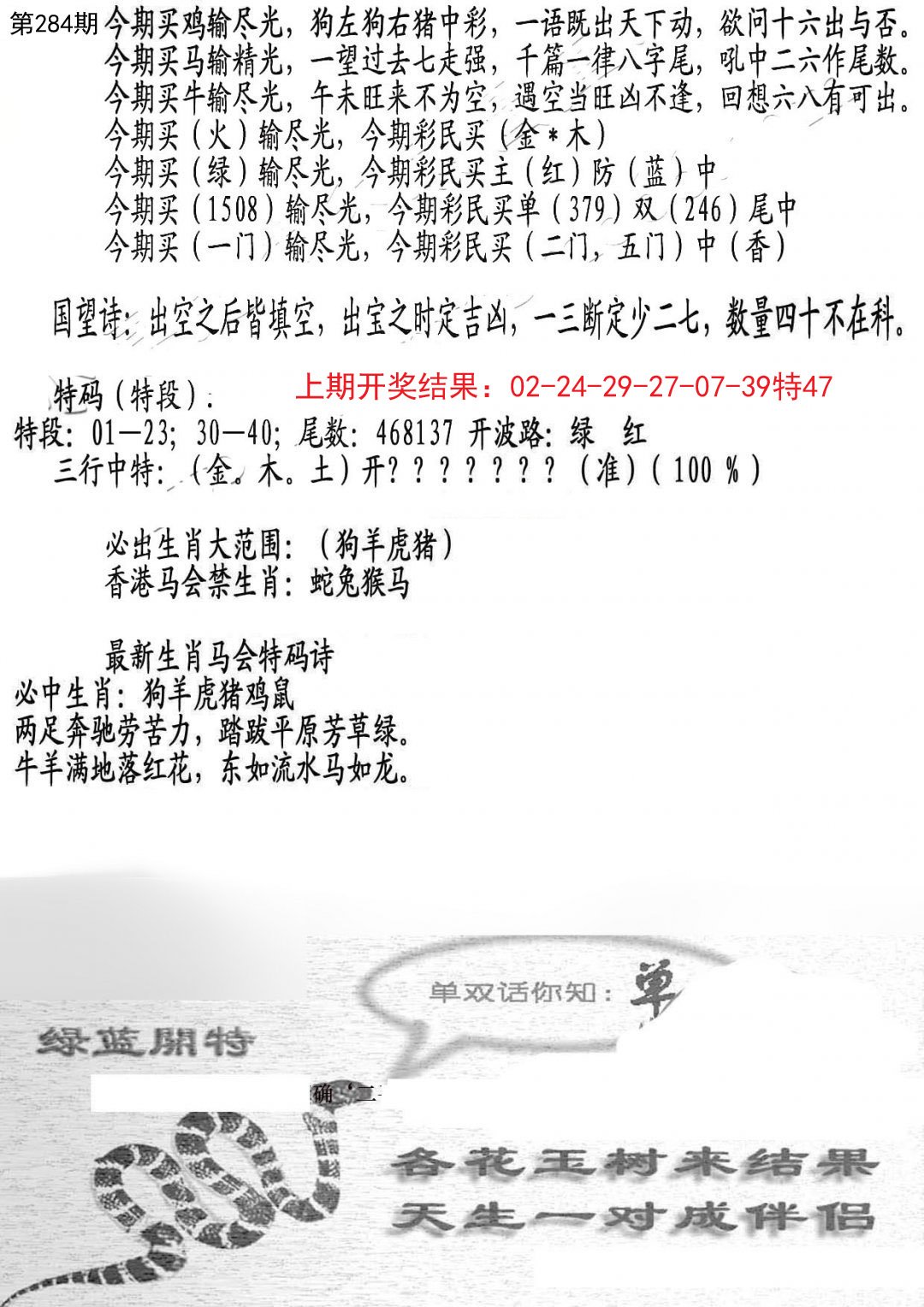 2024284期蛇报B