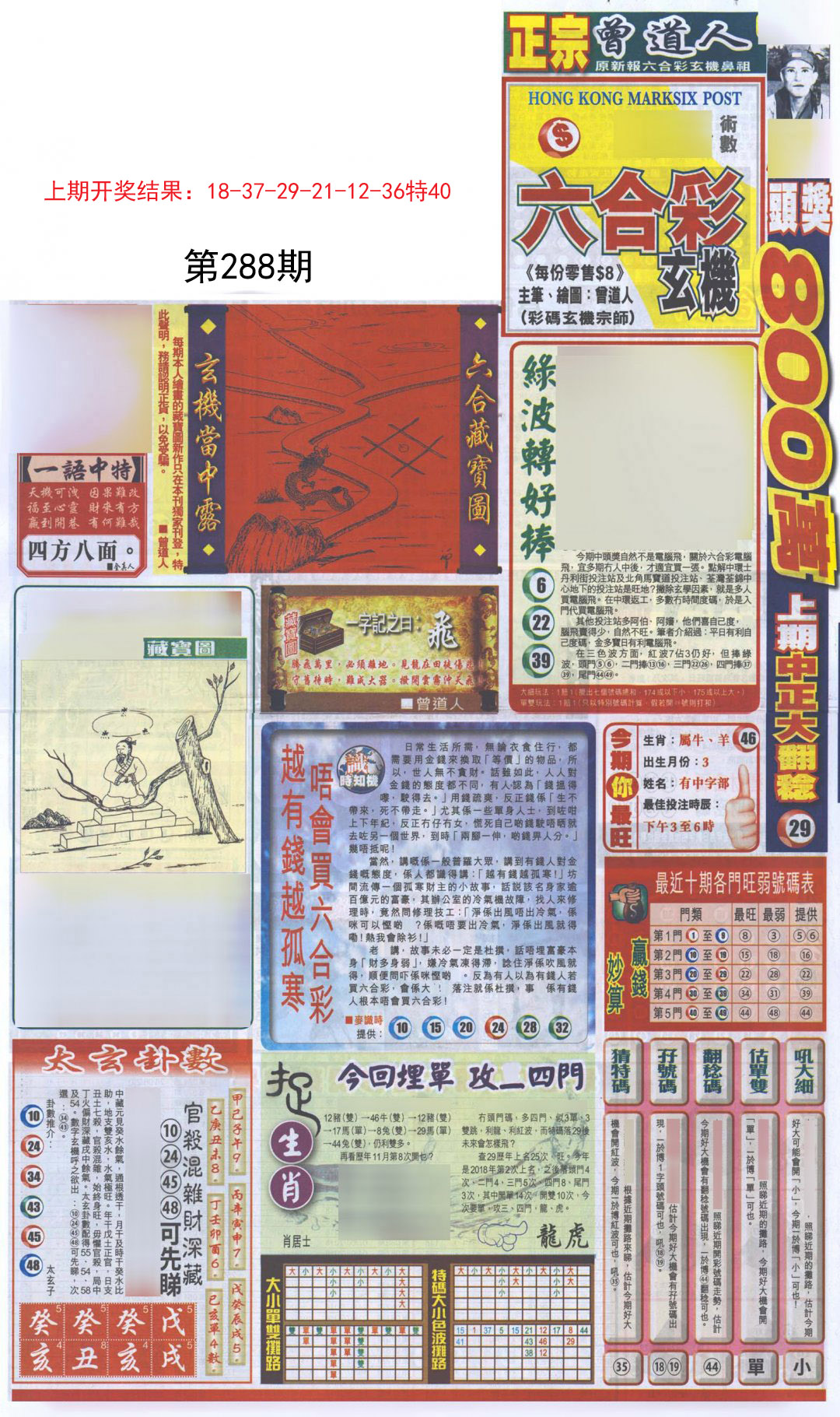 2024288期新报跑狗A