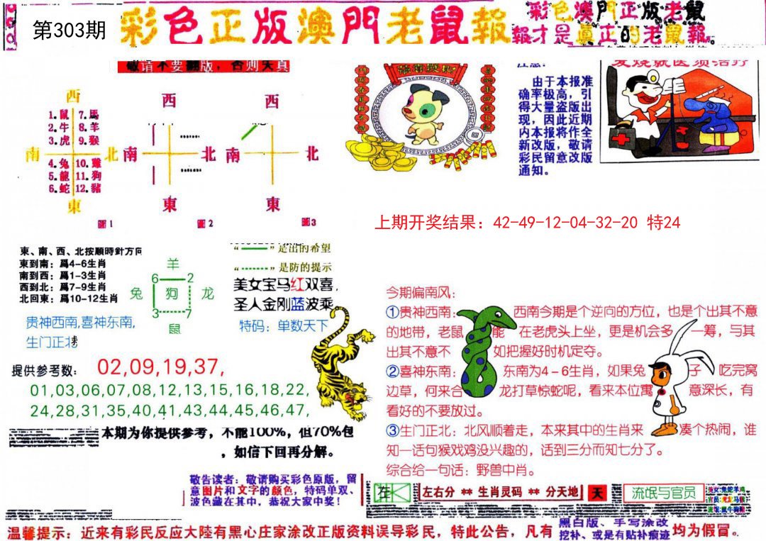 2024303期彩色正版澳门老鼠报
