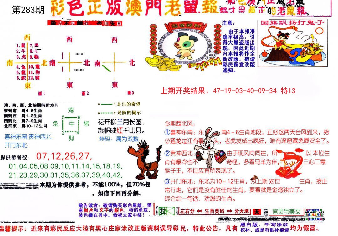 2024283期彩色正版澳门老鼠报