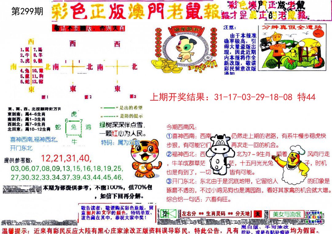 2024299期彩色正版澳门老鼠报