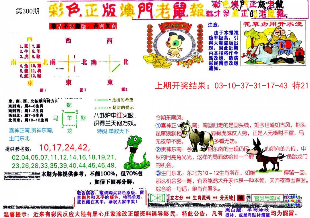 2024300期彩色正版澳门老鼠报