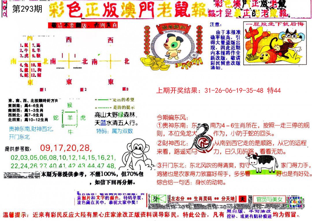 2024293期彩色正版澳门老鼠报