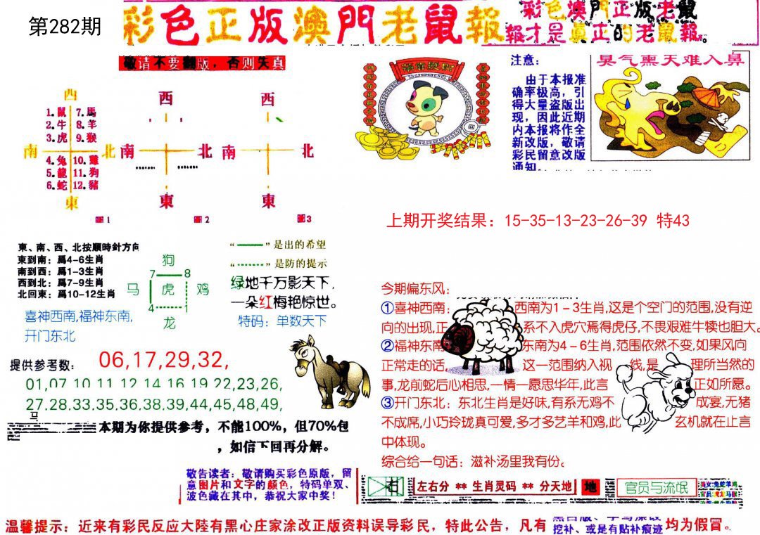2024282期彩色正版澳门老鼠报
