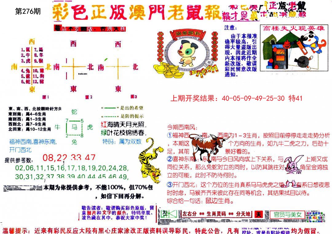 2024276期彩色正版澳门老鼠报