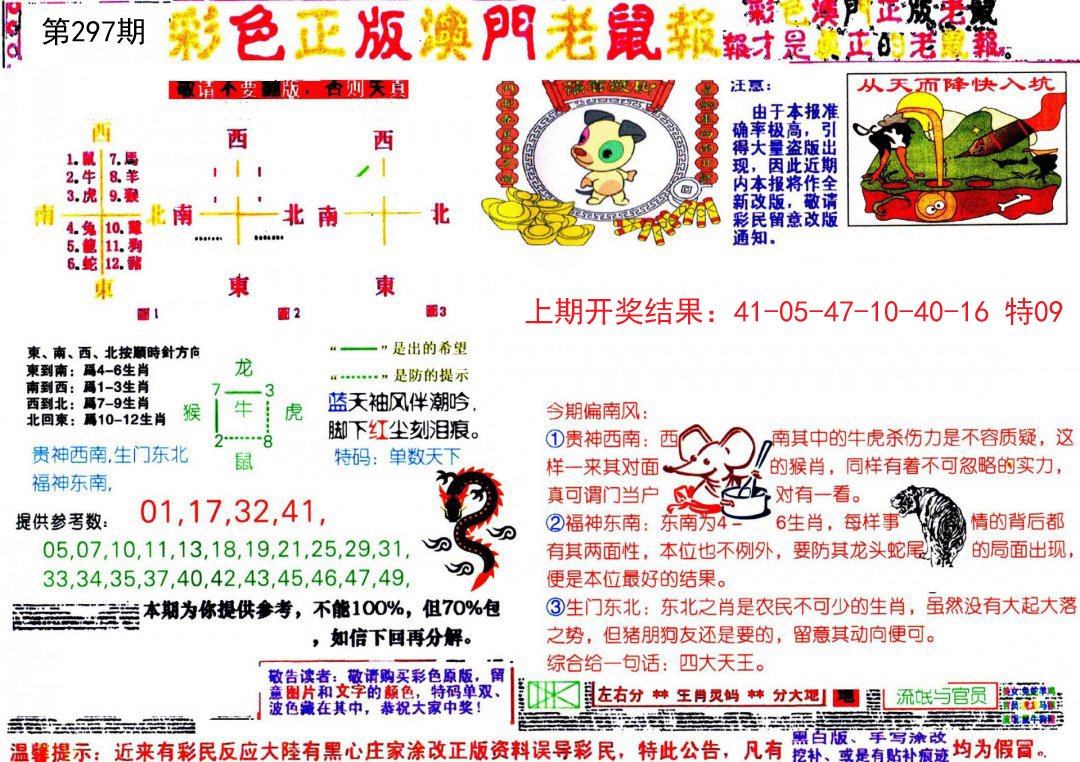 2024297期彩色正版澳门老鼠报