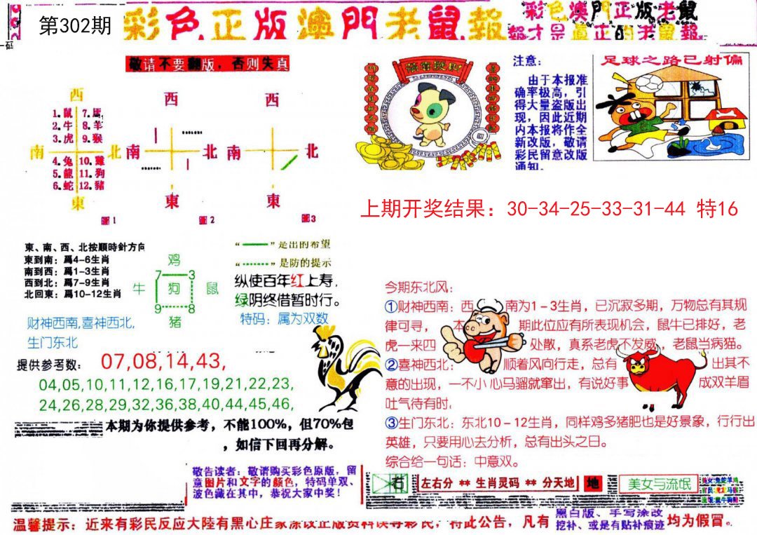 2024302期彩色正版澳门老鼠报