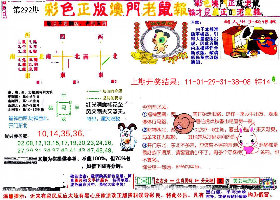 2024292期彩色正版澳门老鼠报