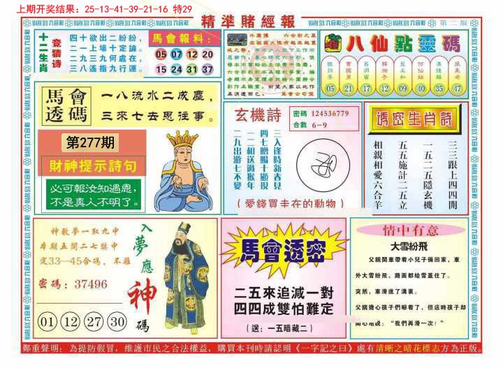 2024277期精准赌经报B