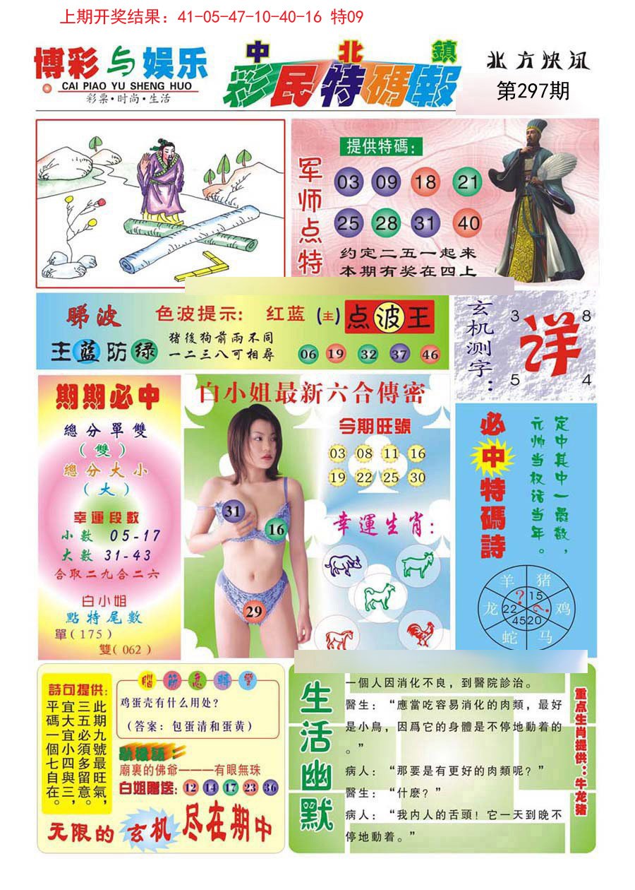 2024297期中北彩民特码报