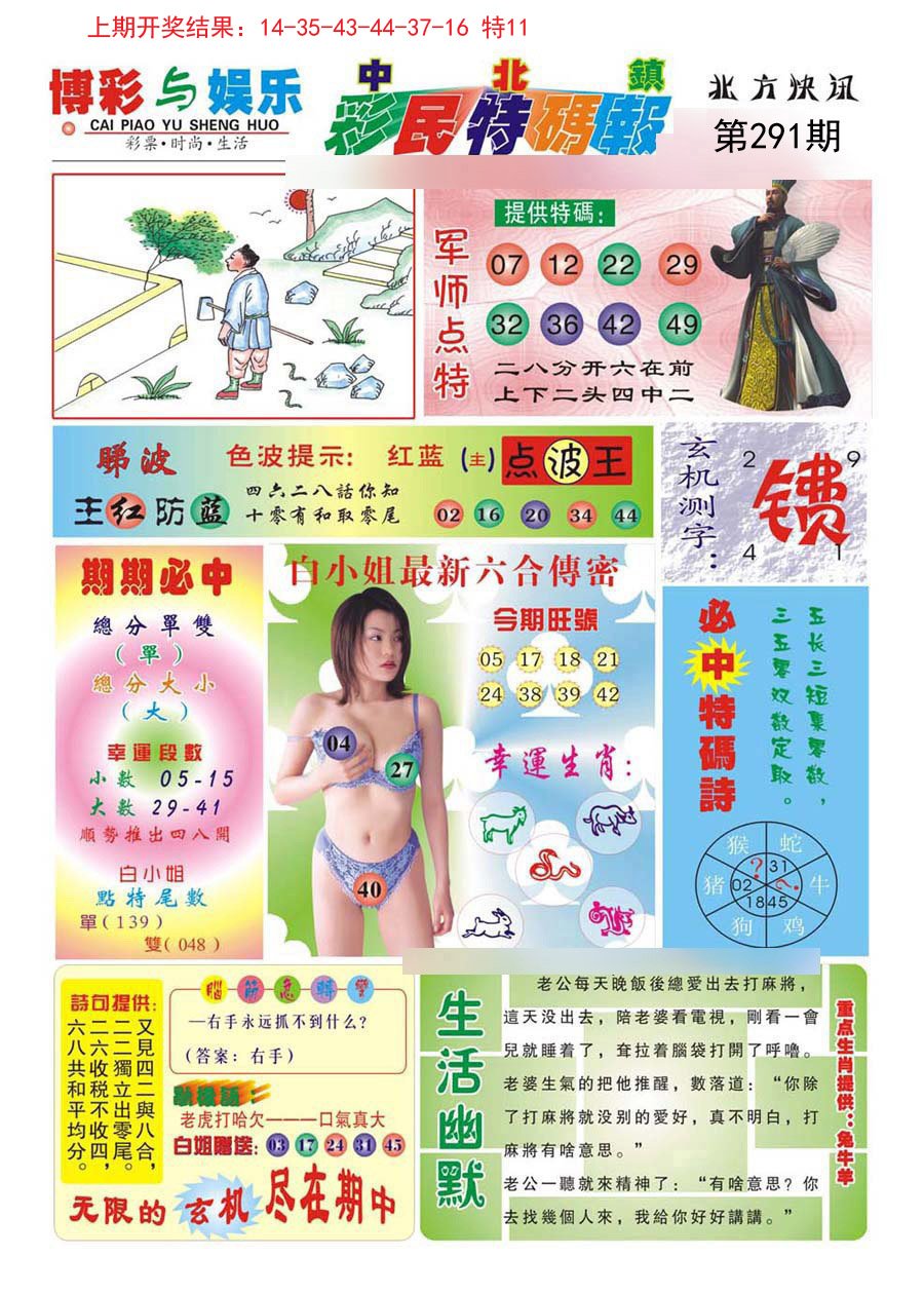 2024291期中北彩民特码报