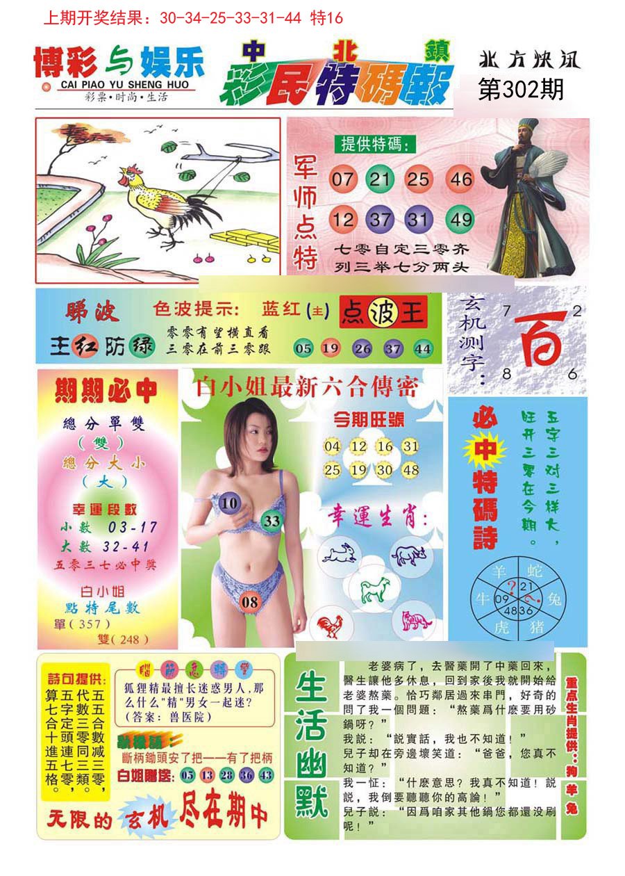 2024302期中北彩民特码报