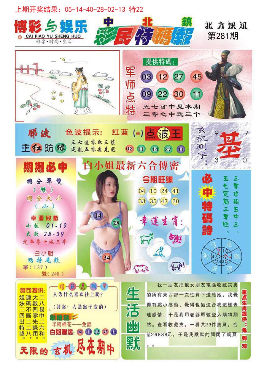 2024281期中北彩民特码报
