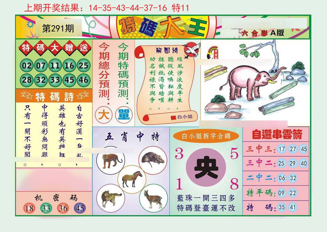 2024291期特码大王A
