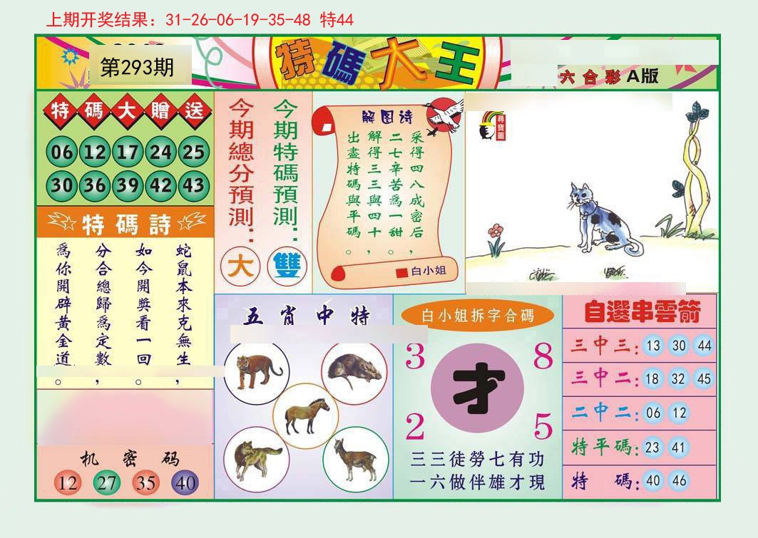2024293期特码大王A