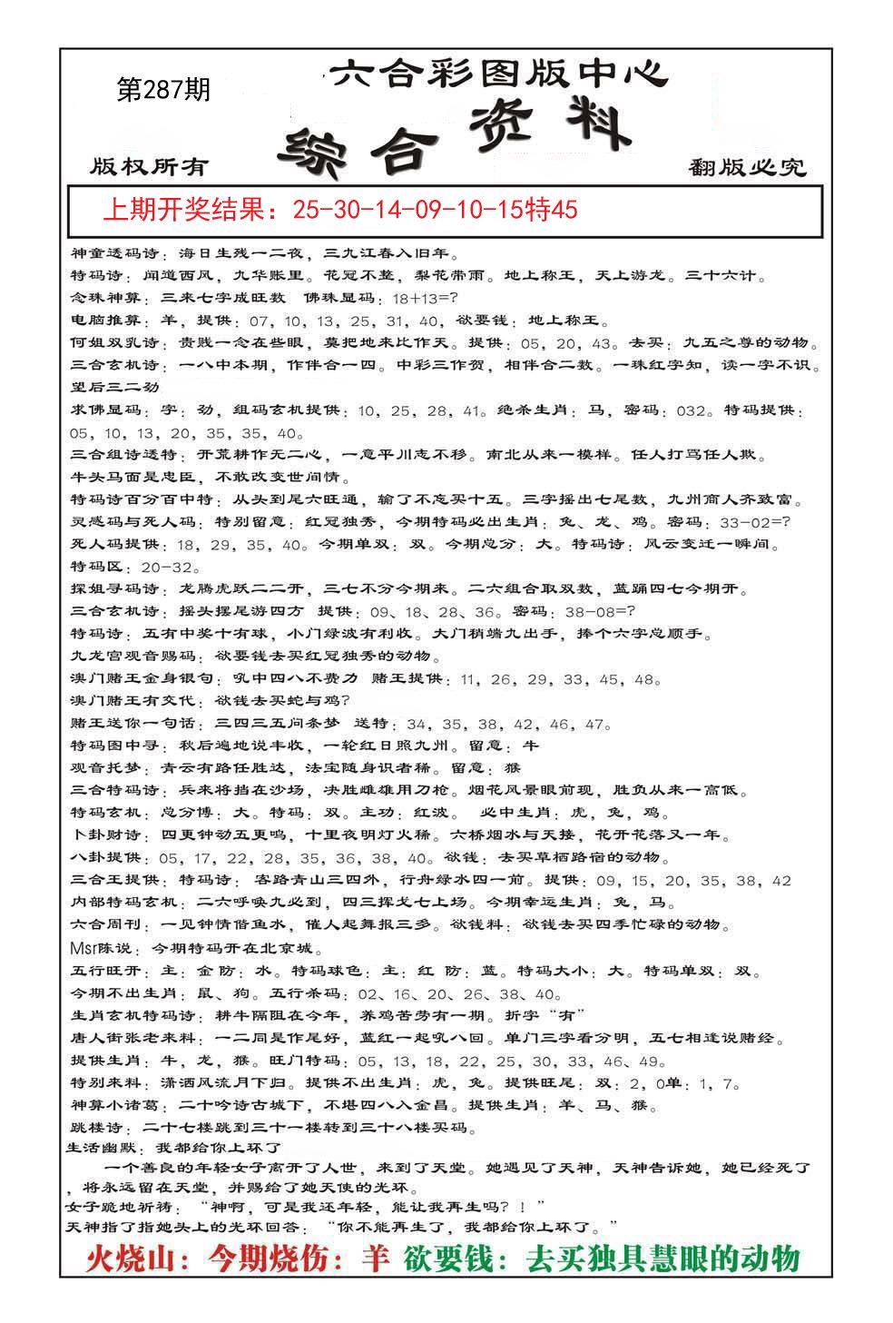 2024287期内部综合资料