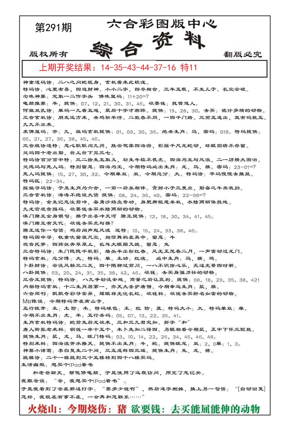 2024291期内部综合资料