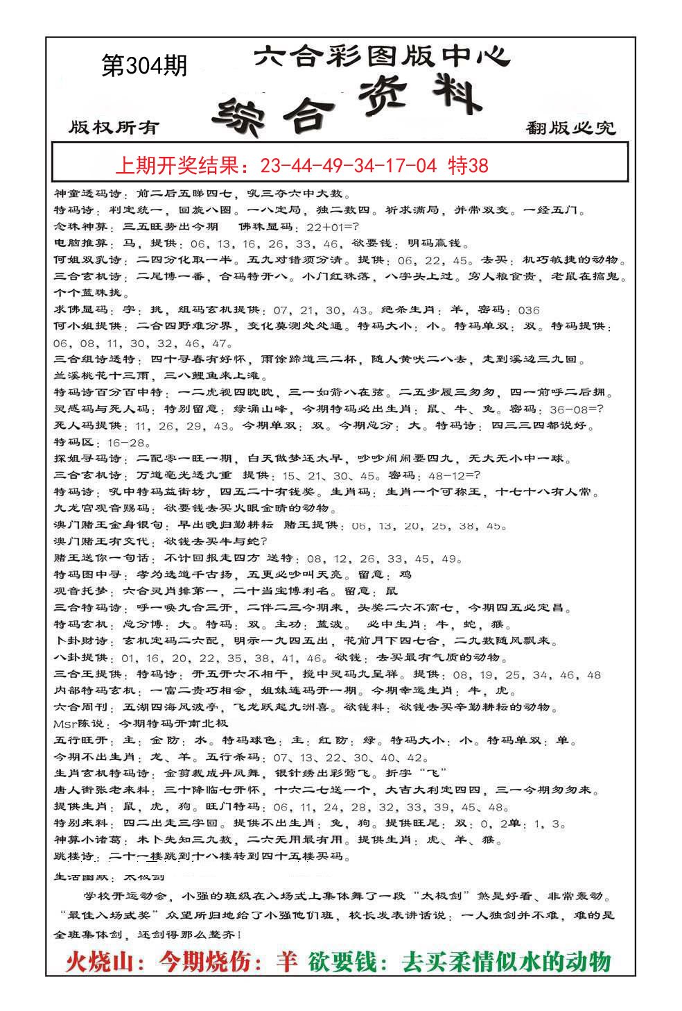 2024304期内部综合资料