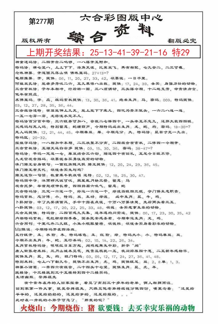 2024277期内部综合资料