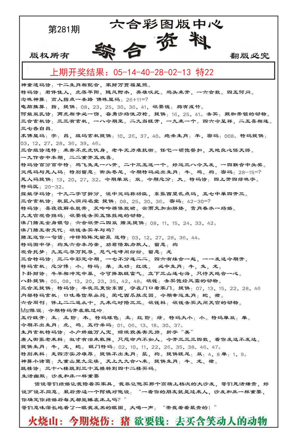 2024281期内部综合资料