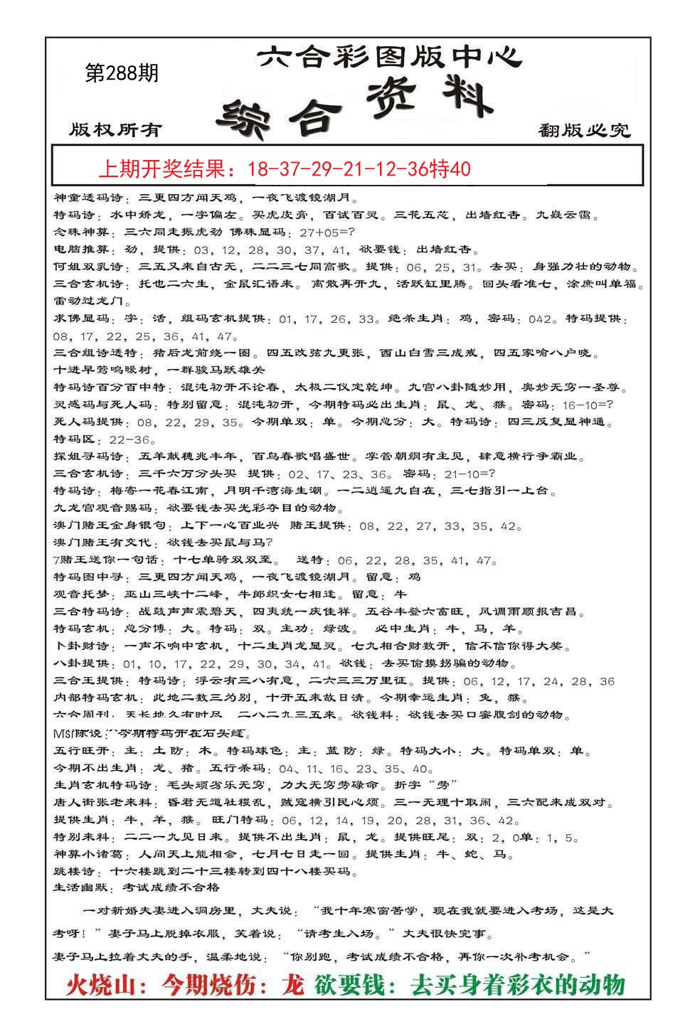 2024288期内部综合资料