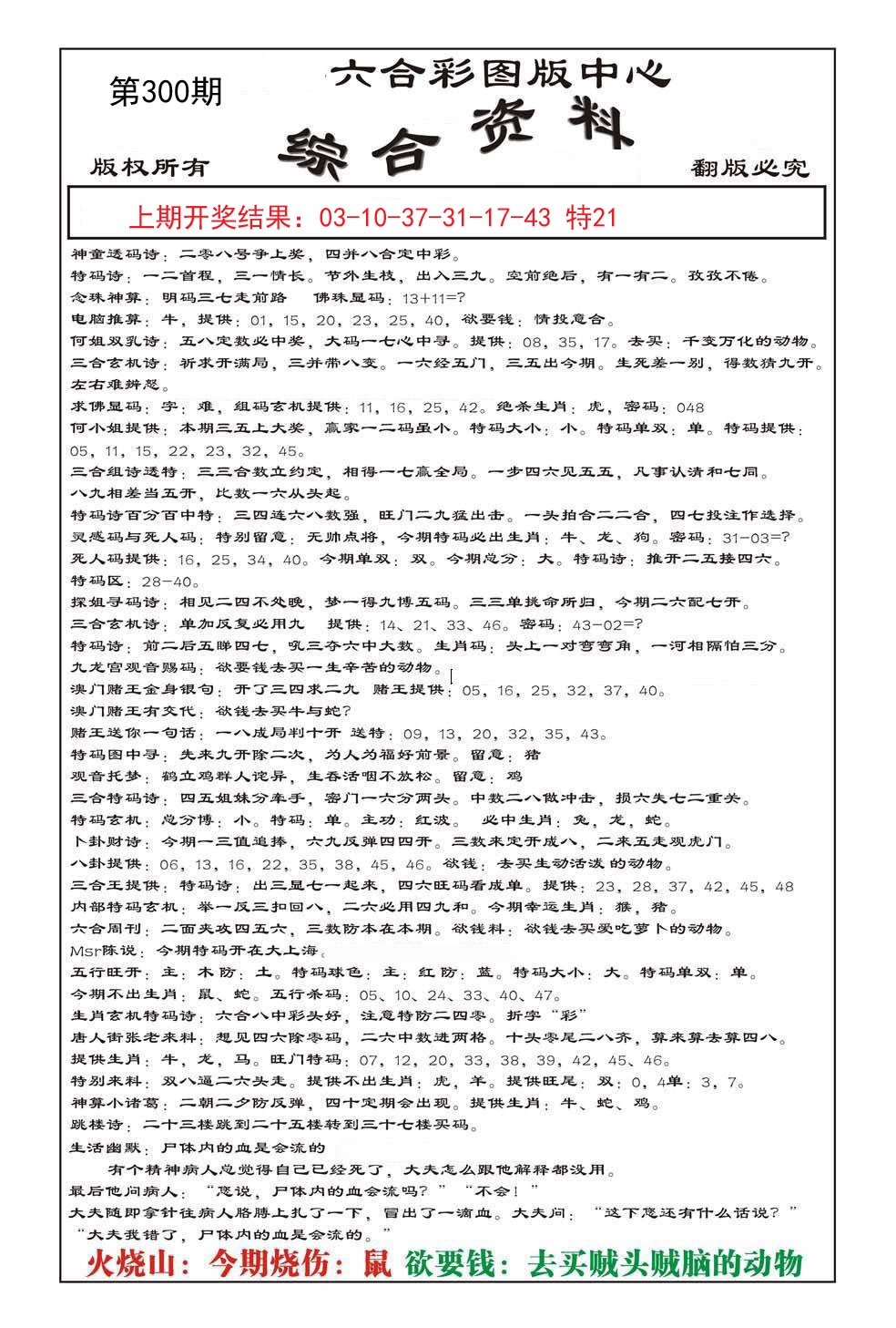 2024300期内部综合资料