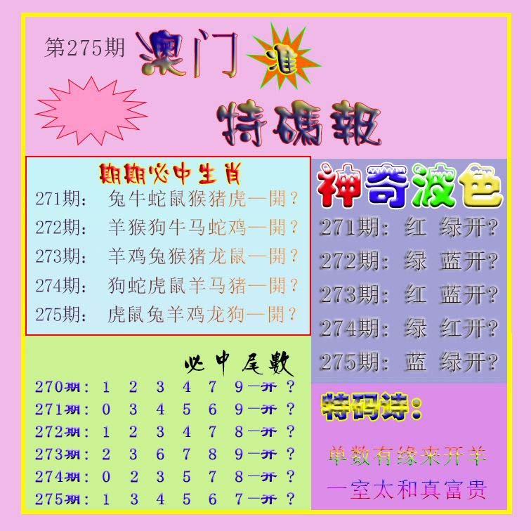 2024275期生财有道特码报