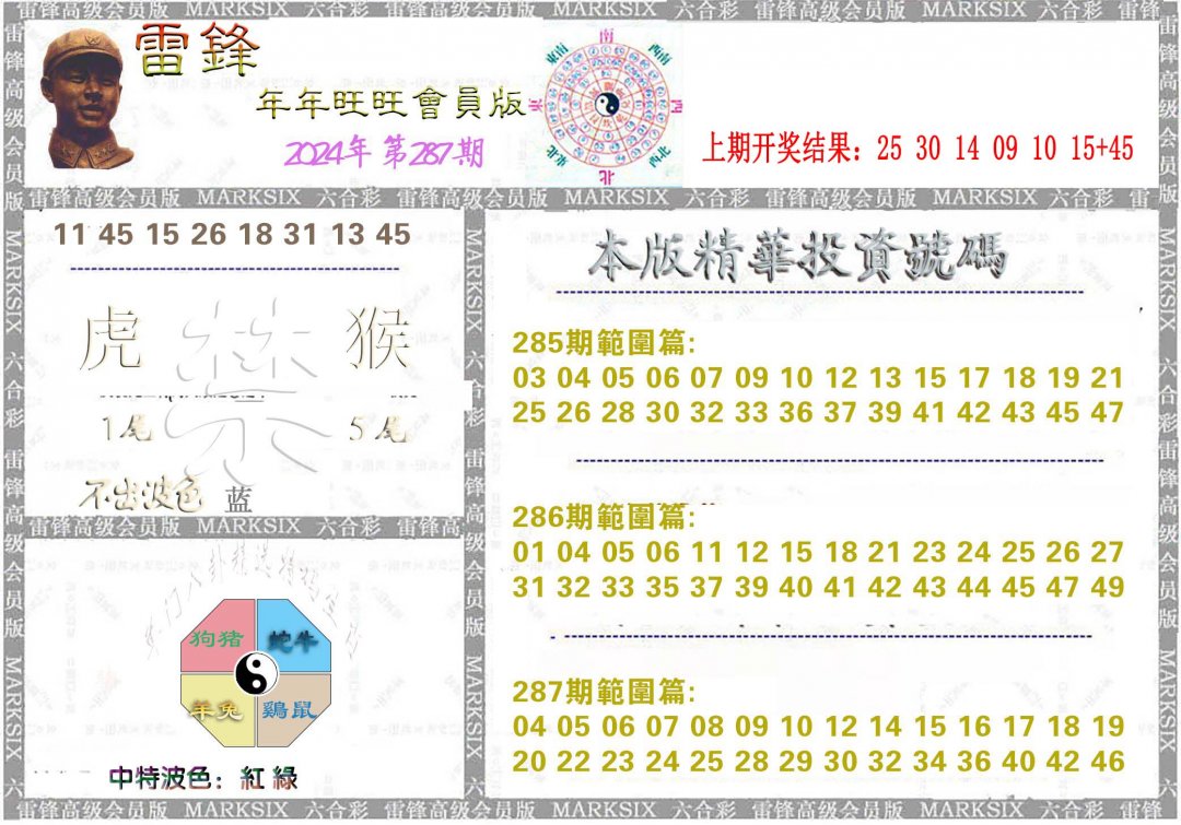 2024287期雷锋鼠年旺旺版