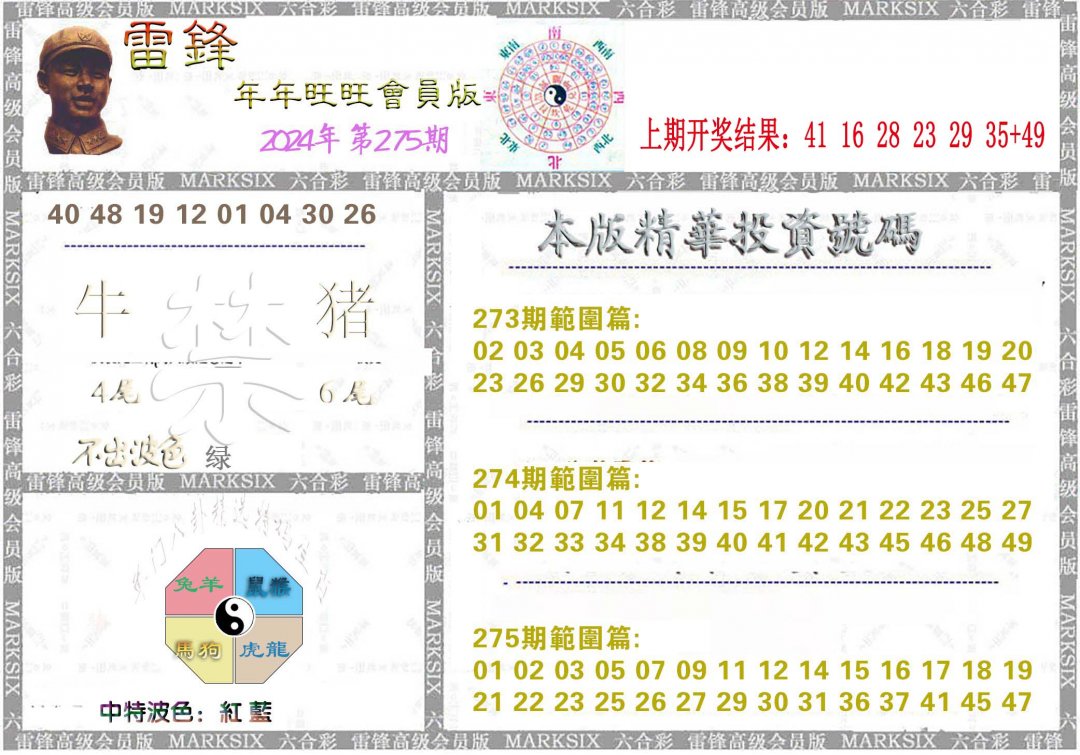 2024275期雷锋鼠年旺旺版
