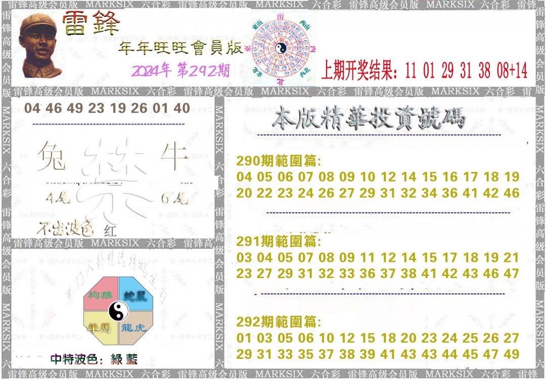 2024292期雷锋鼠年旺旺版