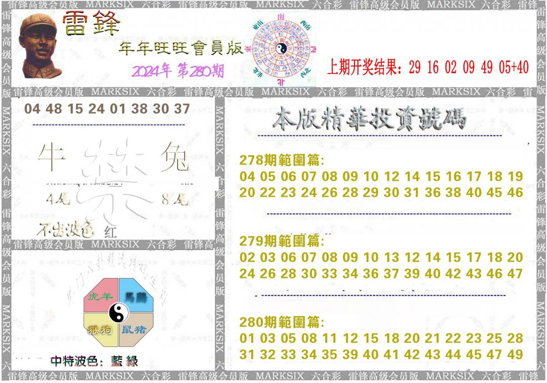 2024280期雷锋鼠年旺旺版