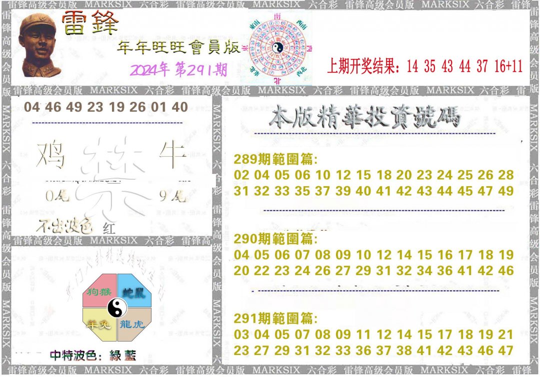 2024291期雷锋鼠年旺旺版