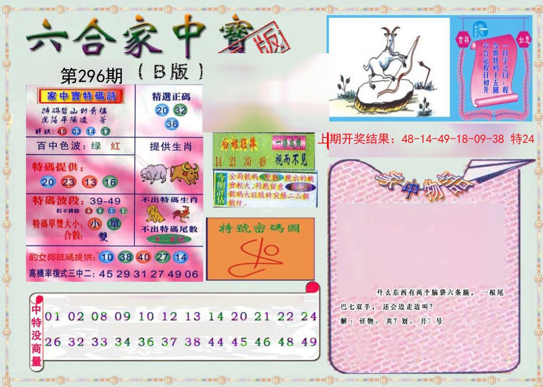 2024296期六合家中宝B