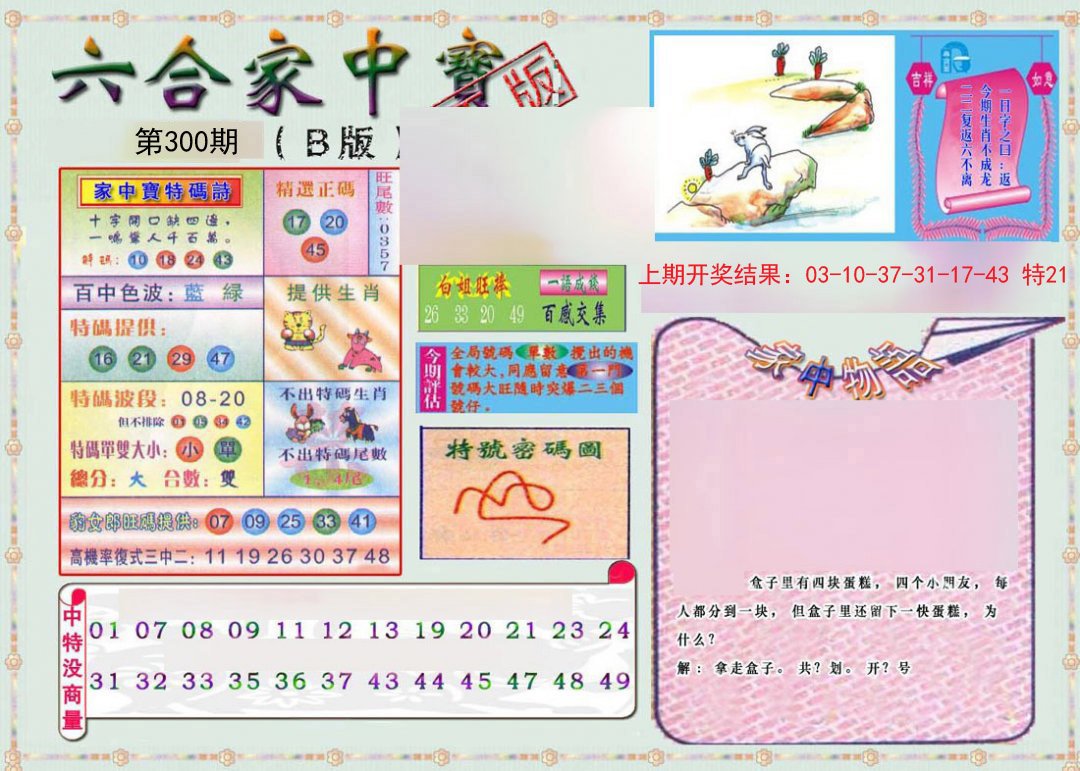 2024300期六合家中宝B