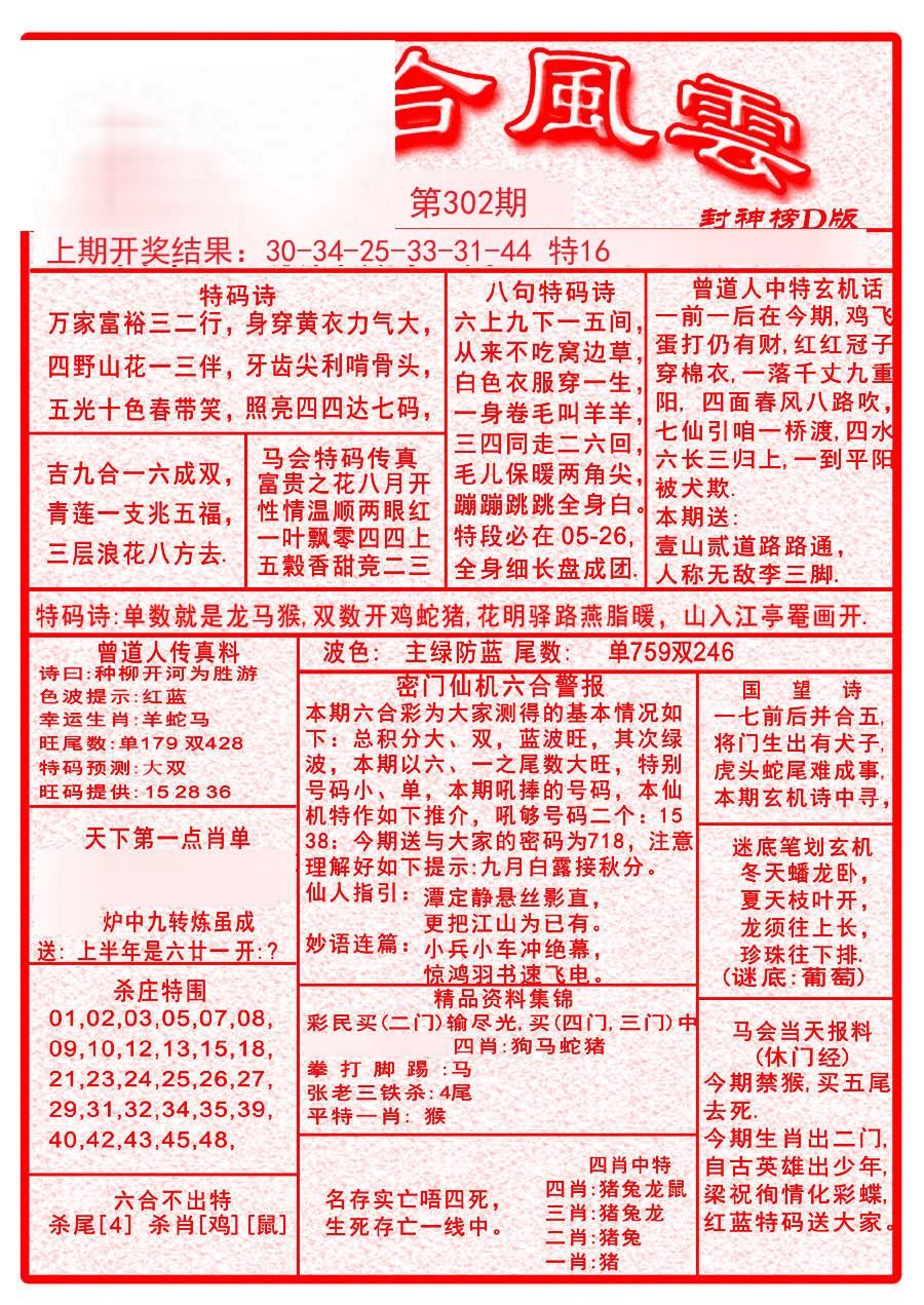 2024302期六合风云A