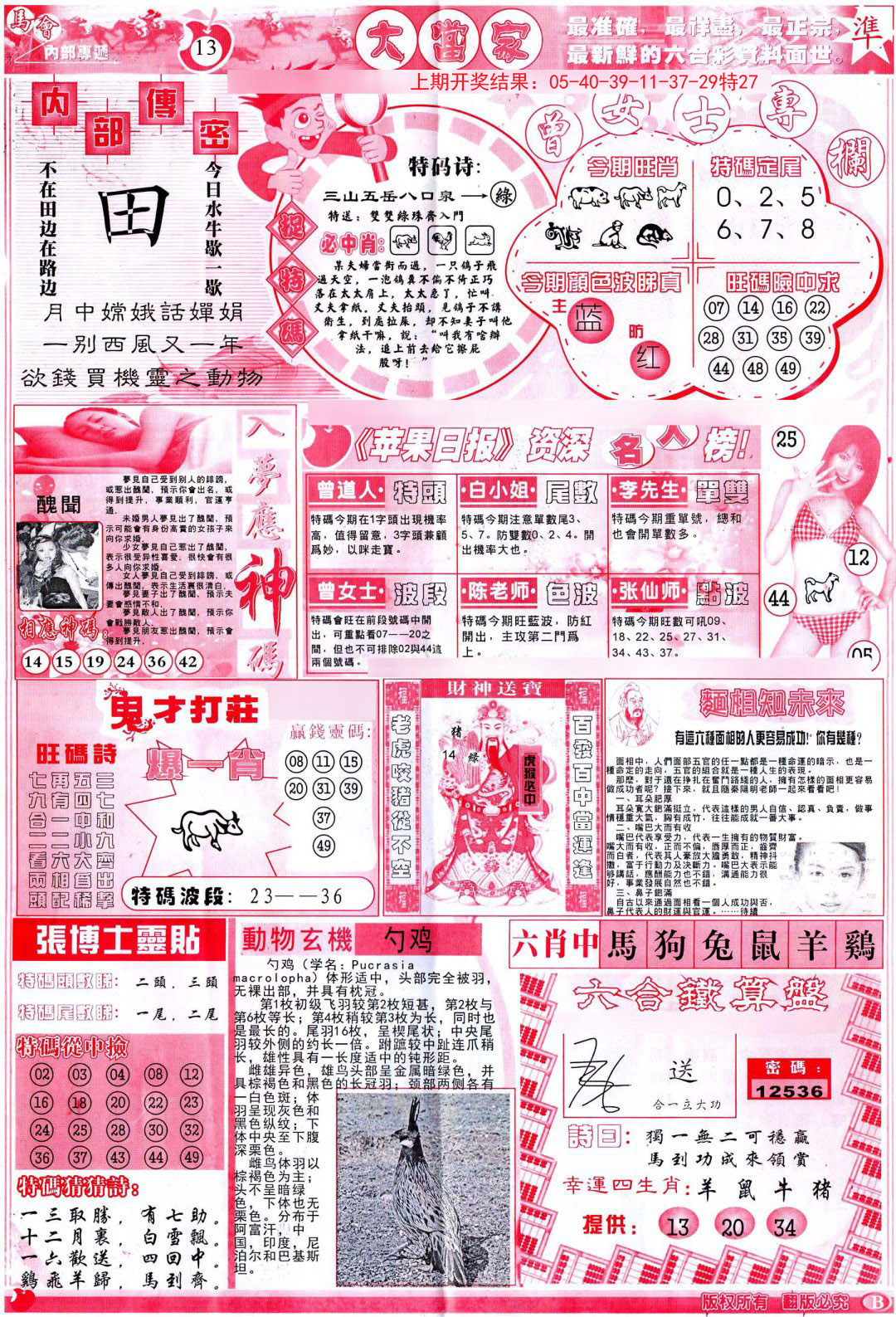 2024285期彩卷后庄B