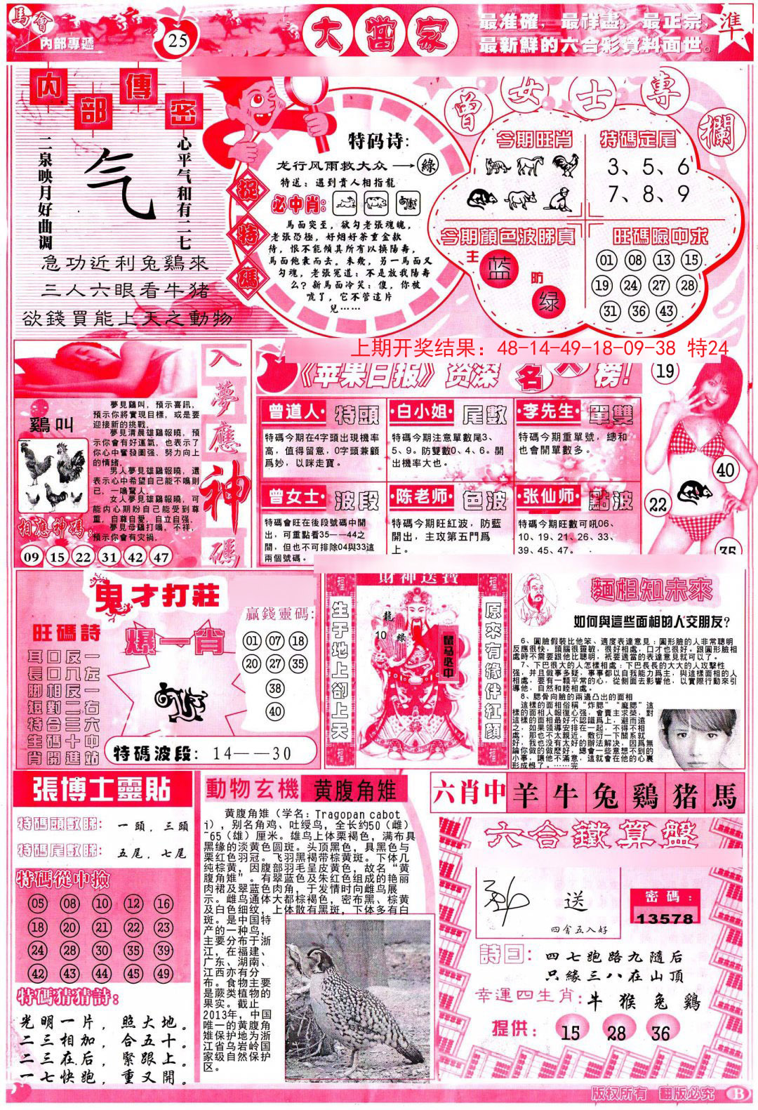 2024296期彩卷后庄B