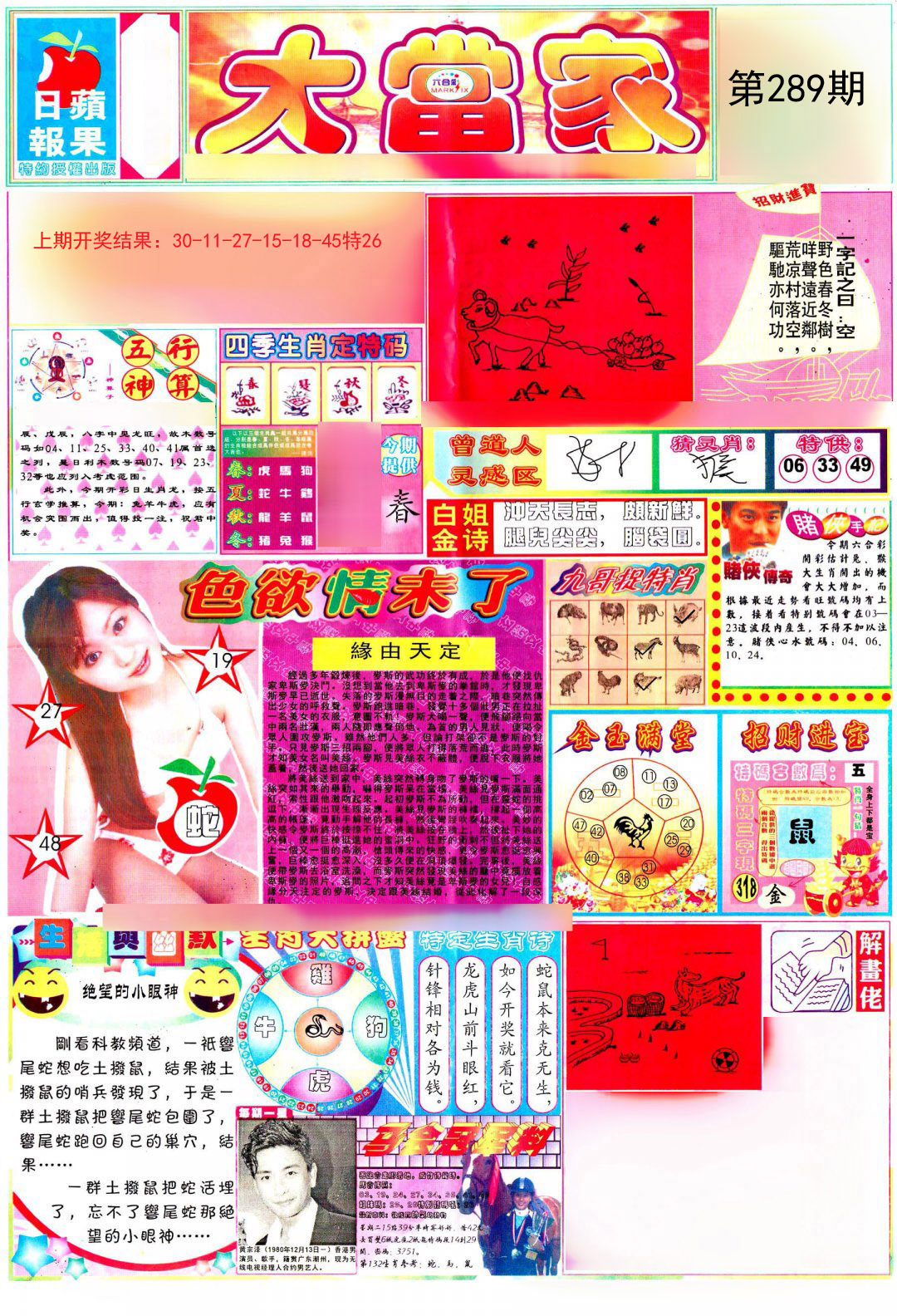 2024289期彩卷后庄A