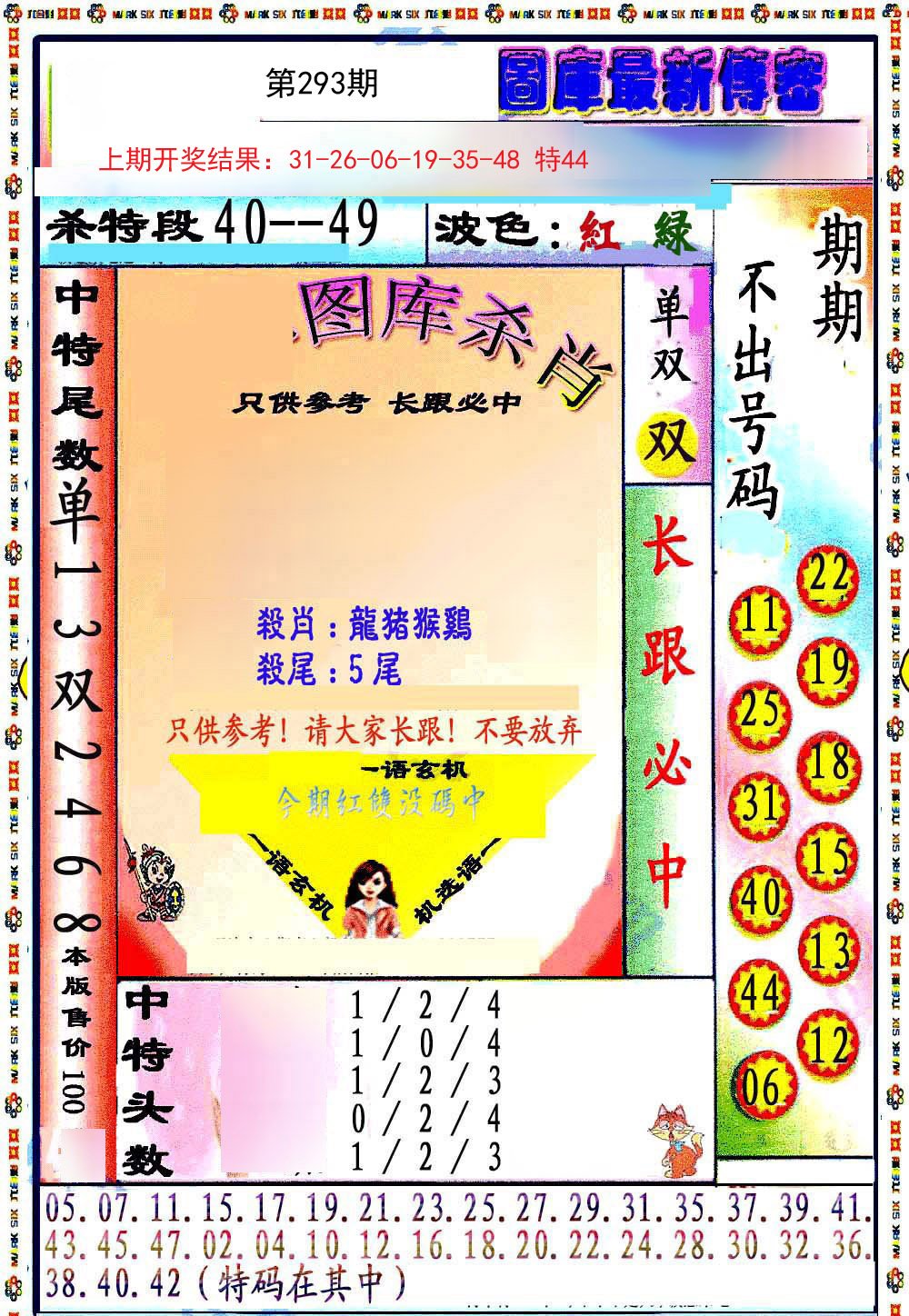 2024293期最新传密绝杀6肖