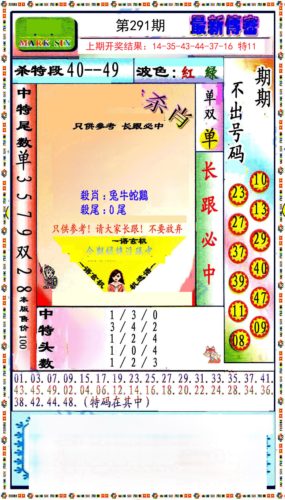 2024291期最新传密绝杀6肖