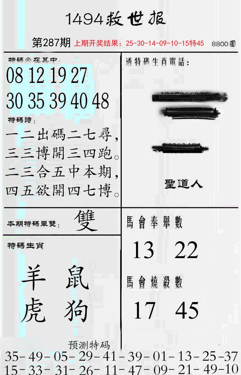 2024287期牛派救世报