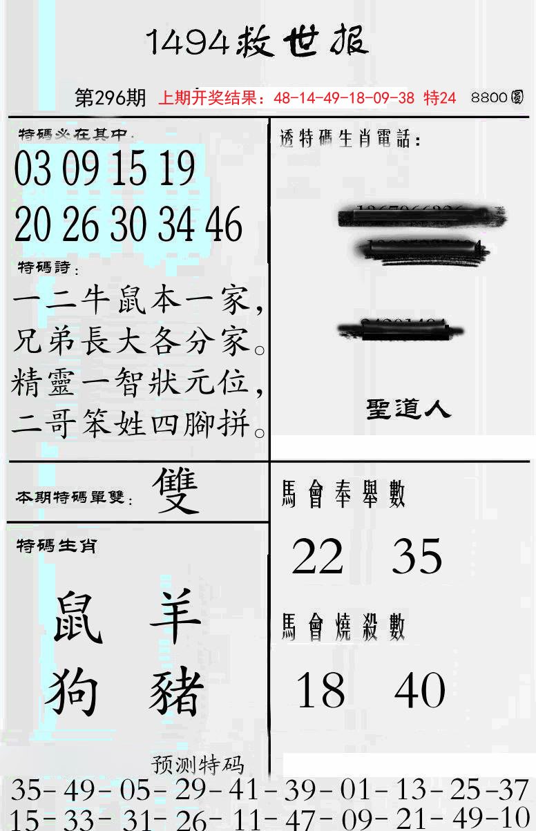 2024296期牛派救世报