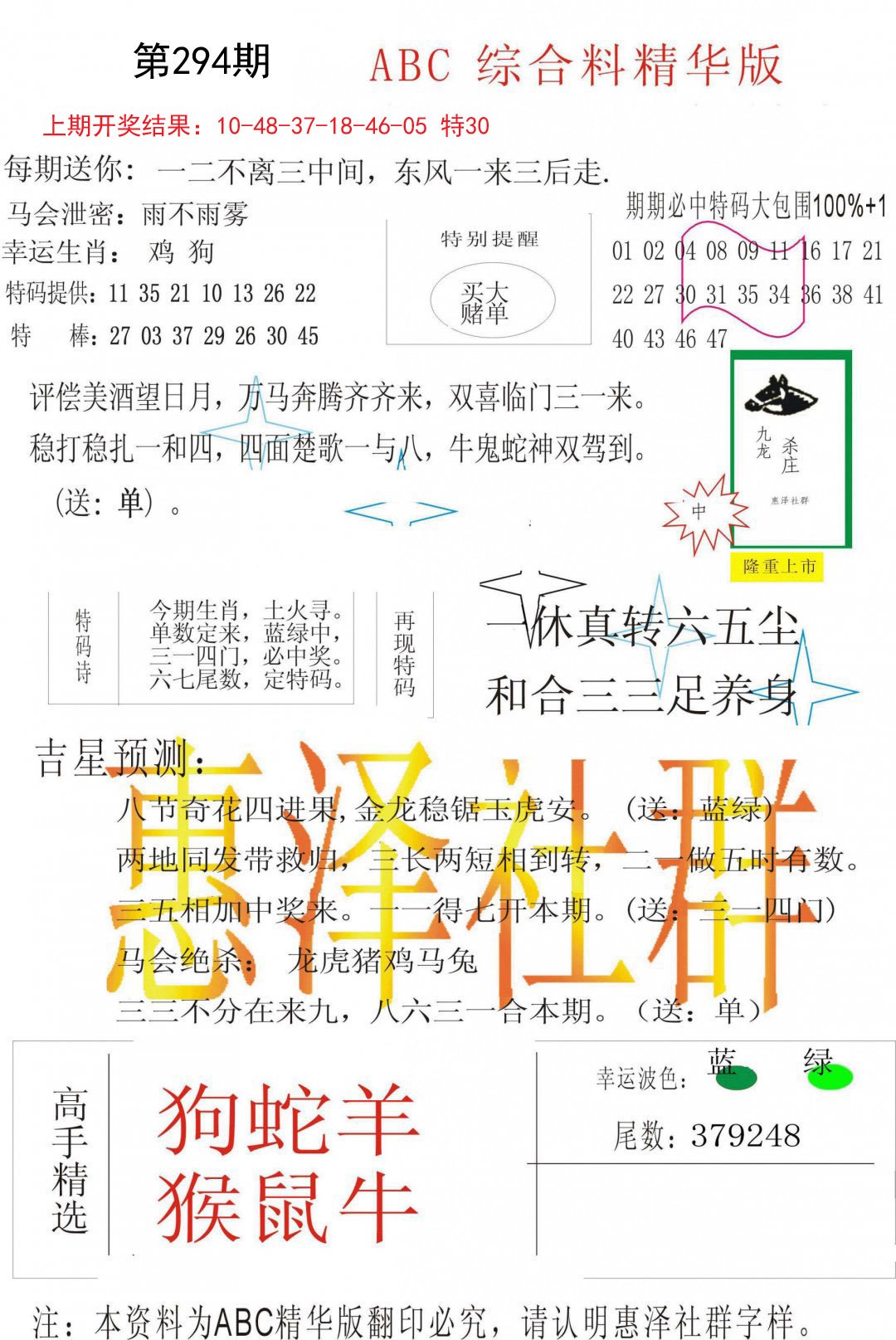 2024294期综合正版资料