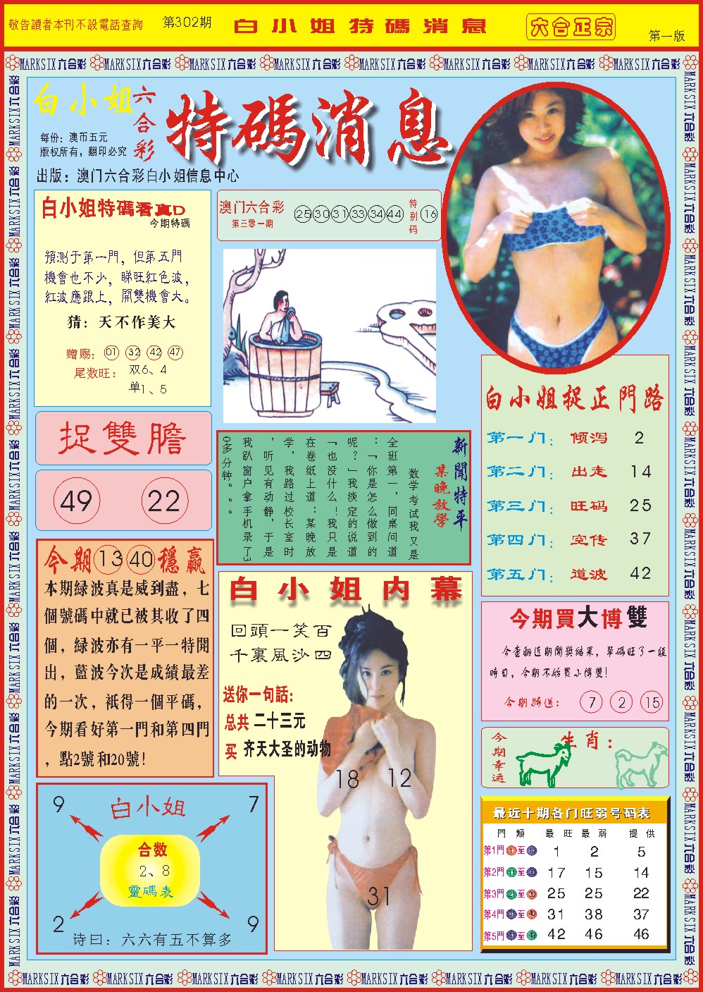 2024302期白小姐特码消息A