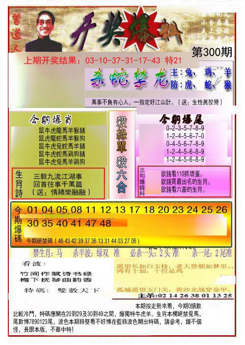 2024300期开奖爆料(新图推荐)