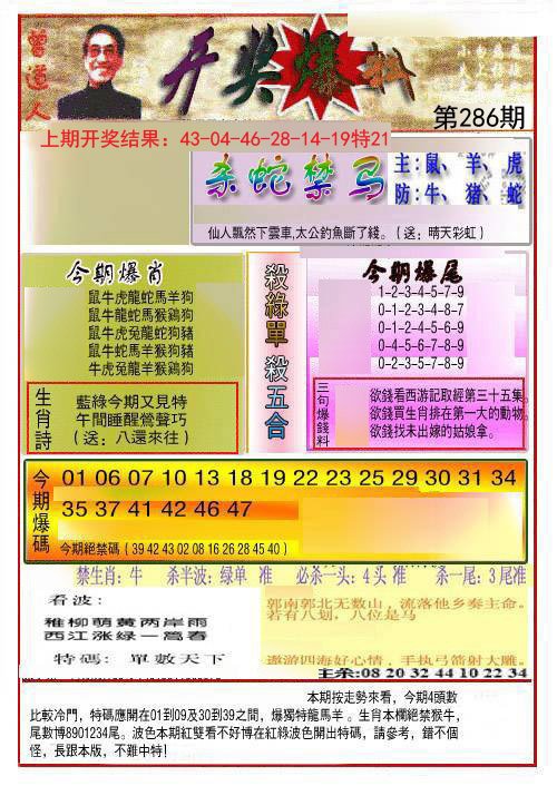 2024286期开奖爆料(新图推荐)