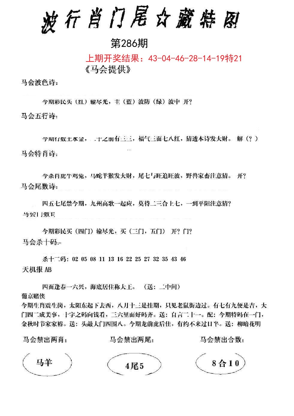 2024286期波行肖尾藏特图